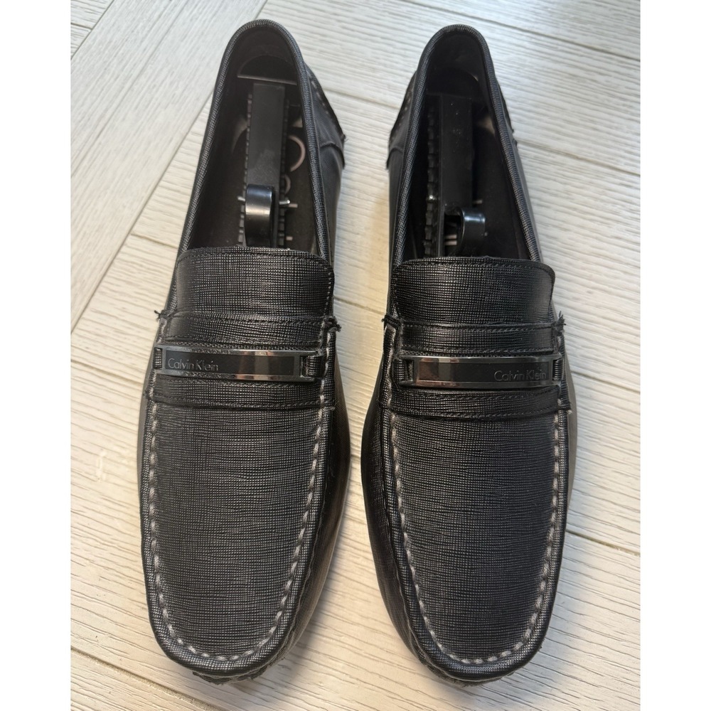 Calvin Klein Black 34F1517 Merve Weave Emboss Driving Loafer Shoe US 9.5 EU 42.5